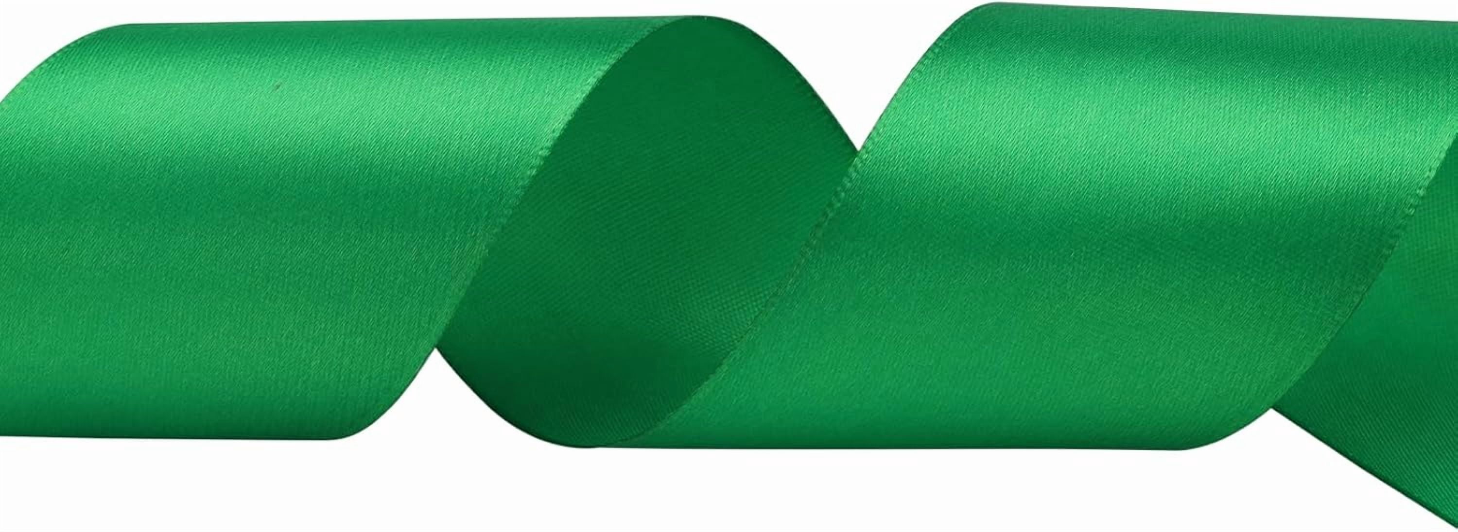 2 inch x 50 Yards Green Single Face Satin Ribbon Solid Fabric Ribbon for Gift Wrapping Floral Bouquets Wedding Birthday Party Decoration Hair Floral Craft Sewing