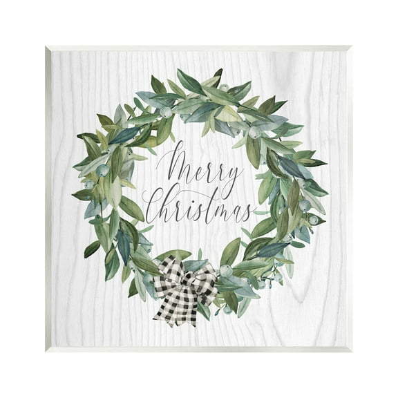 Stupell Industries Tartan Bow Wreath Holiday Painting Unframed Art Print Wall Art, 12 x 12