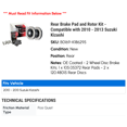 thumbnail image 2 of Rear Brake Pad and Rotor Kit - Compatible with 2010 - 2013 Suzuki Kizashi 2011 2012, 2 of 2