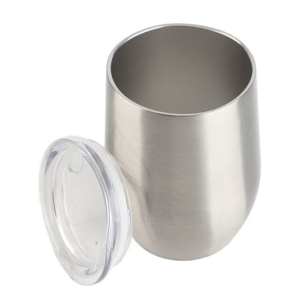 Copas de vino sin tallo de acero inoxidable de 12 oz con tapa y orificio para pajita, tazas de viaje de doble pared al vacío