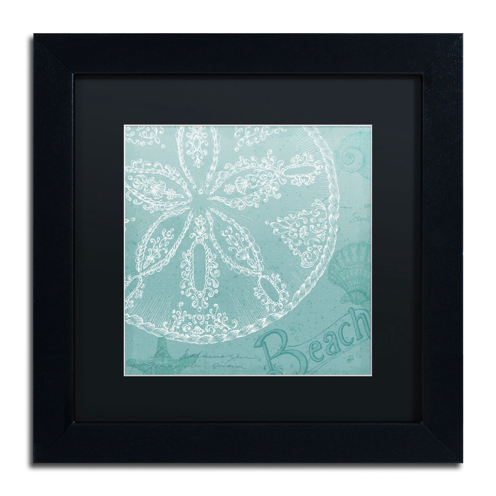 Trademark Fine Art "Aqua Treasure II" Canvas Art by Daphne Brissonnet, Black Matte, Black Frame