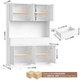 thumbnail image 3 of Hiphuta 71"Tall Modern Pantry Cabinet with Charge Station & Led Light, Freestanding Kitchen Hutch Cabinet for Dining Room, White, 3 of 10