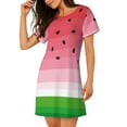 thumbnail image 2 of Picia Watermelon Pattern Women’s Nightdress – Casual Short-sleeved Loose-Fit Sleepwear, Soft Cotton Short-Sleeve Sleep Shirt for Relaxation & Comfort, 2 of 6