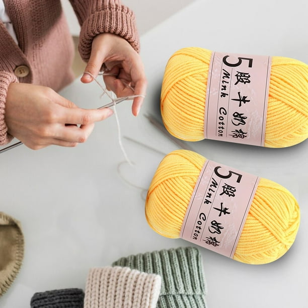 Hilo de crochet de algodón de leche de 5 hebras | Hilo acrílico suave para tejer, ideal para manualidades, suéteres de bebé, gorros, bufandas y muñecos amigurumi | Ovillo de 50 g, 325 m de largo, 1
