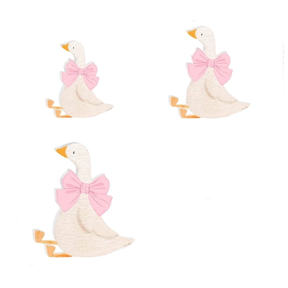 3Pcs Wooden Geese Figurine Festival Decorations for Easter Christmas Thanksgiving Holiday Party Table Centerpieces