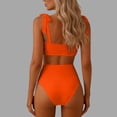 thumbnail image 5 of Antinious Women Solid Padded Backless Modest Bikinis Set Off-Shoulder Beach Swim Wear, 5 of 5