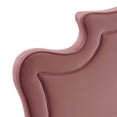 thumbnail image 6 of Twin Bed Dusty Pink Velvet Scalloped Headboard Tapered Wood Legs, 6 of 7
