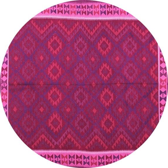 Ahgly Company Indoor Round Oriental Pink Traditional Area Rugs, 8' Round