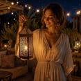thumbnail image 6 of MMJ Candle Holder Metal Hollow Openwork Vintage Moroccan Lantern Tabletop Hanging Decor 12.00x3.74in, 6 of 6
