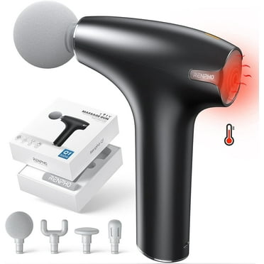 RENPHO Mini Massager Gun Deep Tissue with 3 Heating Levels for Neck Back Muscle Pain Relief, FSA & HSA Eligible, Gift for Men Father He, Black