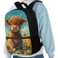 thumbnail image 4 of Uourmeti Highland Cow Pattern Lightweight Backpack for Daily Use Travel, Durable Fabric Fine Craftsmanship School Backpack Large Capacity Student Bookbag, 4 of 6