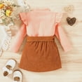 thumbnail image 3 of Toddler Girl Fall Winter Outfit Skirt Set Turtleneck Cotton Pullover Top Button Mini Skirt with Belt 1-5Y, 3 of 5