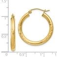 thumbnail image 4 of Real 14kt Yellow Gold Satin and Diamond-cut 3mm Round Hoop Earrings; for Adults and Teens; for Women and Men, 4 of 4
