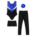 thumbnail image 5 of vastwit Gymnastics Outfit for Girls 4pcs Figure Ice Skating Training Suit Dance Leotard with Shorts Leggings Hairband Blue&Black 6, 5 of 8