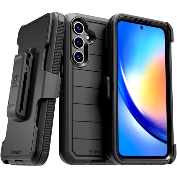 Defender Case for Samsung Galaxy A35 5G with Belt Clip, Kickstand, Dual-Layer, Black