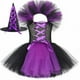 thumbnail image 3 of Disfraz de bruja malvada para Halloween para niños, fiesta de carnaval, disfraces de niñas, vestido de tutú de bruja malvada con sombrero y escoba mágica, 3 of 5