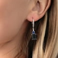 thumbnail image 3 of Gem Stone King 925 Sterling Silver Black Onyx Blue Created Sapphire and White Topaz Dangle Earrings for Women (4.92 Cttw, Gemstone December Birthstone, Octagon 9X7MM), 3 of 4