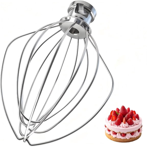 K45WW 6 Wire Whip Attachment  Fits 4.5 5 Quart KitchenAid Tilt-Head Stand Mixer, Stainless Steel Whisk Accessories for Kitchen Aid K45,K45SS,KSM75,KSM90,KSM110,KSM150
