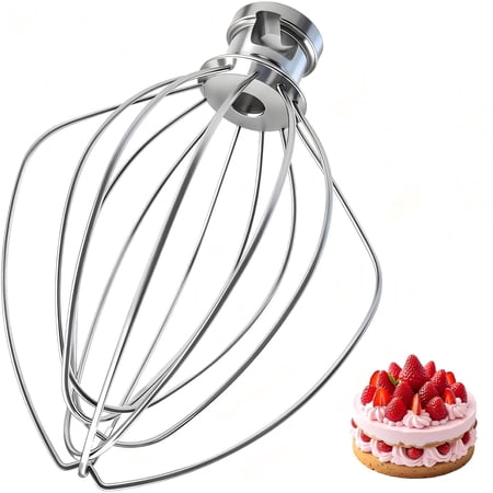 K45WW 6 Wire Whip Attachment Fits 4.5 5 Quart KitchenAid Tilt-Head Stand Mixer, Stainless Steel Whisk Accessories for Kitchen Aid K45,K45SS,KSM75,KSM90,KSM110,KSM150