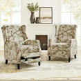 thumbnail image 6 of Recliner Chair Push Back Upholstered Mid Century Wingback Armchair Fabric Sofa Home Theater Couches Wood Legs Home Living Room Bird, 6 of 9
