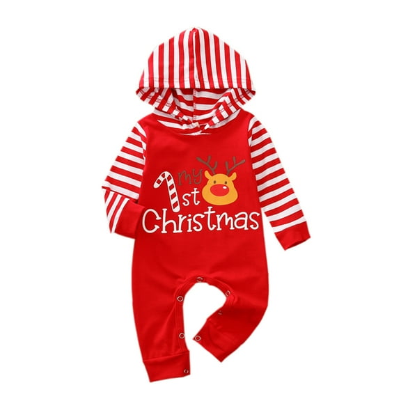 Musuos Infant Baby Girls Boys Christmas Outfits My First Christmas Hooded Romper Sets