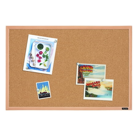 Quartet Cork Bulletin Board with Oak Finish Frame - Bulletin Boards