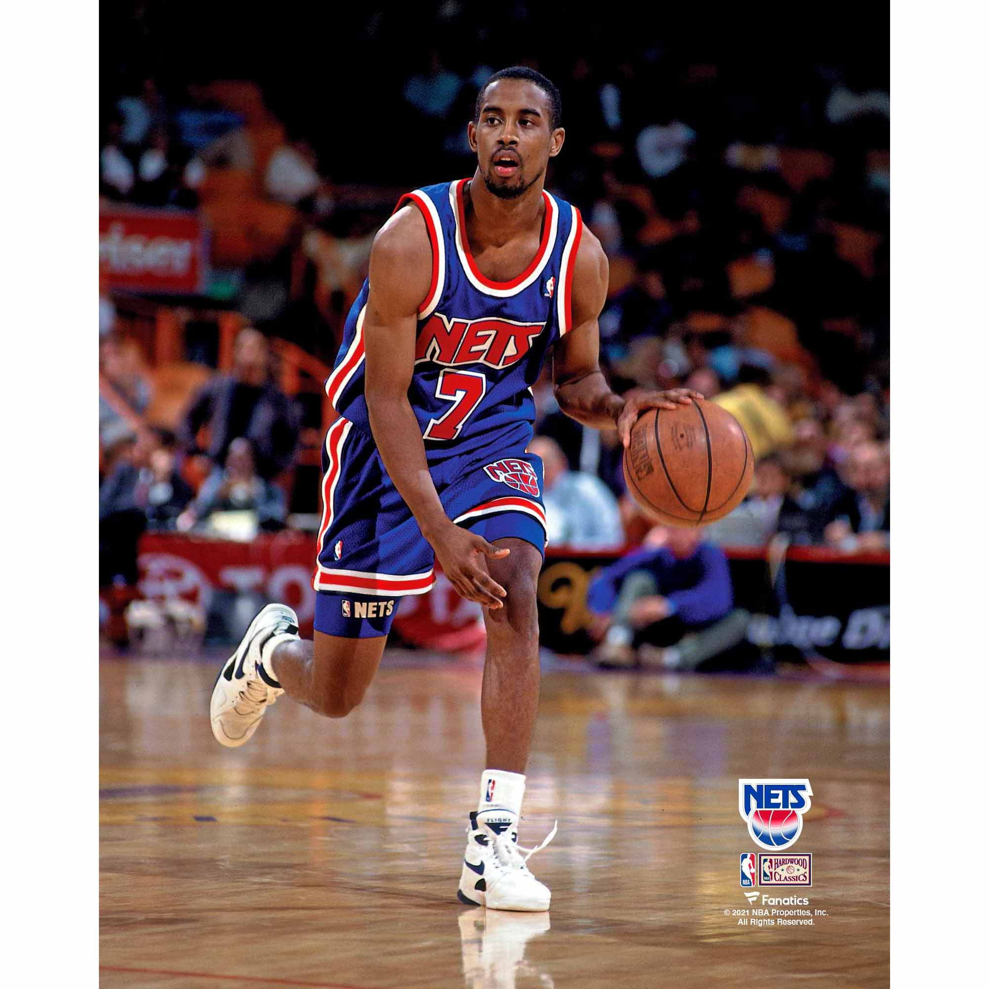 Kenny Anderson New Jersey Nets Unsigned Blue Jersey Dribbling