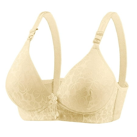Lace Nursing Bra Women Seamless Bra Feature V-Neck Full-Figure Bra Style W-510 Beige 36