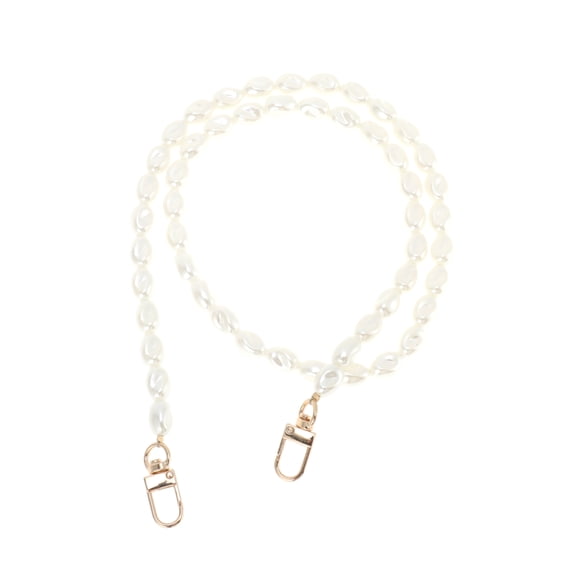 Unique Bargains 1 Pc Irregular Faux Pearl Handbag Strap 31.5" White ABS Alloy