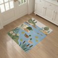 thumbnail image 3 of ODIKA 3'x5' Washable Throw Rug Stain Resistant, Low Profile, Non-Slip Blue Green Pastel Nature Scene Wildlife Landscape with Ducks for Entryway, Kitchen, Mudroom, 3 of 7