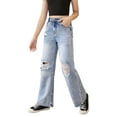 thumbnail image 2 of Otqutp Girls Wide Leg Baggy Jeans High Waisted Ripped Denim Pants Fashion Lightweight Athletic Pants Y2K Preppy Trousers, 2 of 5