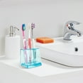 thumbnail image 5 of Linkidea 2 Pack Countertop Toothbrush Holder for Bathroom, Shower, Plastic Manual Tooth Brush Stand, 3 Slots Tooth Brush Organizer Compatible with Colgate Renewal, Oral-B CrossAction (White+Blue), 5 of 6