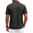 thumbnail image 5 of Hearthz S-5XL Men Polo Shirts Waffle Textured Men's Short Sleeve Shirts Big and Tall Solid Color Mens Golf Polo with Chest Pocket Dark Gray XXL, 5 of 7