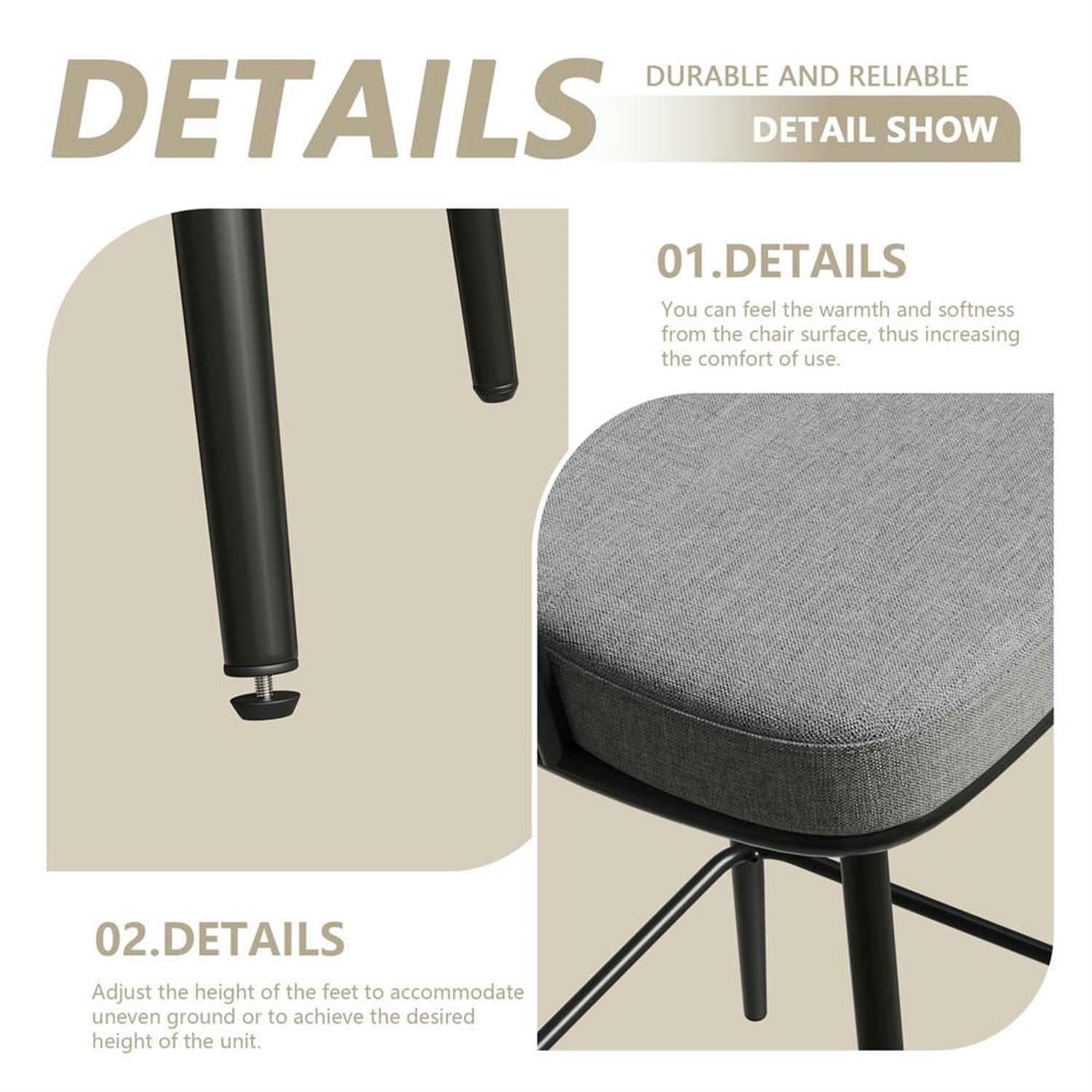 Demi Bonn 35" Counter Height Bar Stools Set of 2, Swivel Barstools with Soft Cushioned Back, Kitchen Island Countertop Chairs for Dining Room, Gray