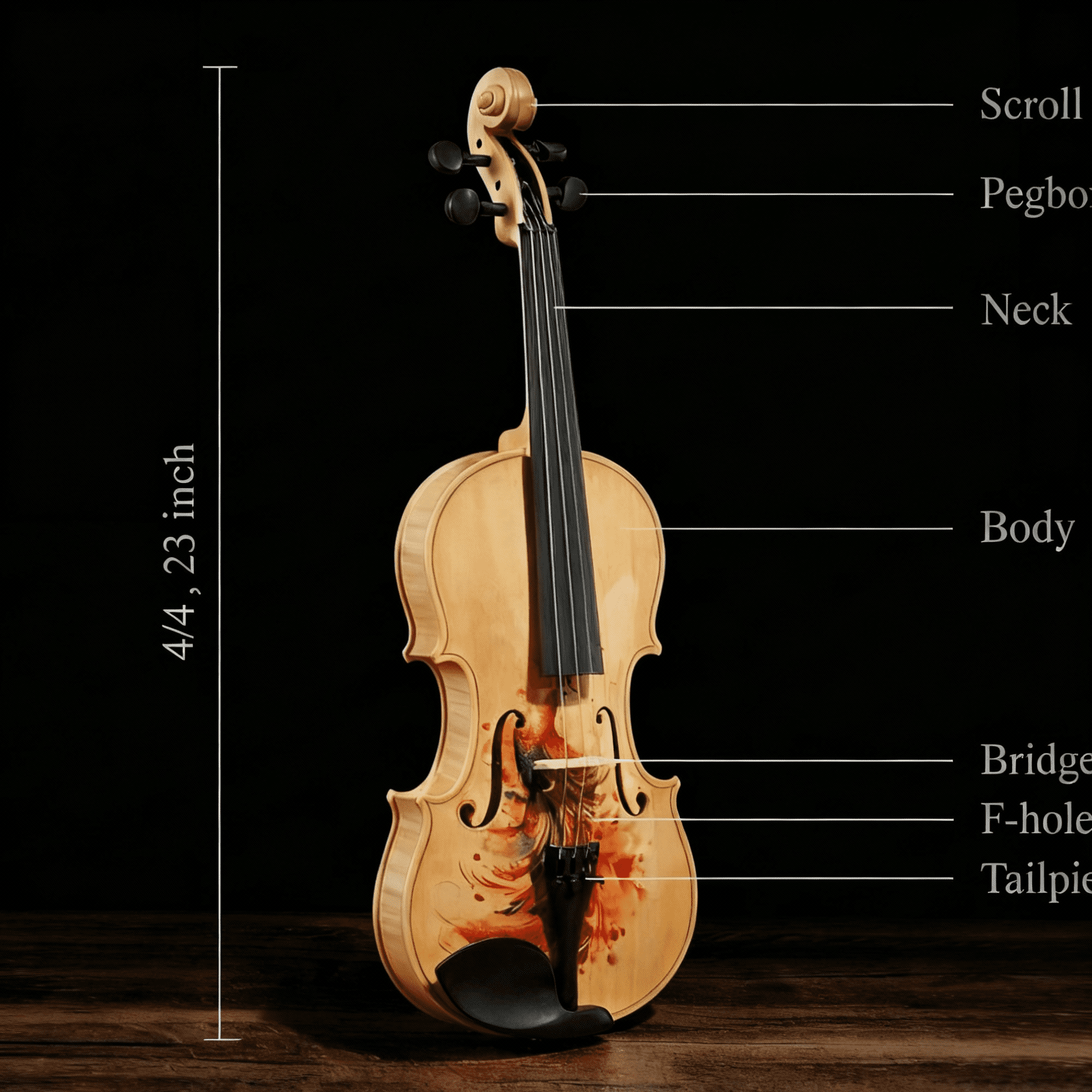 Hassch 4/4 Full Size Violin with Hard Case, Fiddle Set for Beginners with Bow, Rosin, Shoulder Rest and Extra Strings, Wood Color