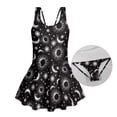 thumbnail image 5 of Xoenoiee Sun Moon Star Print Girls One Piece Swimsuits Sleeveless Swim Dress for Girls Hawaiian Skirted Bathing Suit Summer Swimwear, Size 3-4 Years, 5 of 7