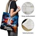 thumbnail image 3 of White Snake Bolso de tela con estampado de lienzo para mujer, bolsa de compras reutilizable y estética, con cremallera interior, regalo para mujer,38*45cm., 3 of 6