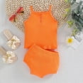 thumbnail image 2 of LEKWK Baby Infant Ribbed Outfit Set Sleeveless Button Tank Top Bloomer Shorts Solid Color Soft Stretchy Cotton Summer Casual Playwear, 2 of 5