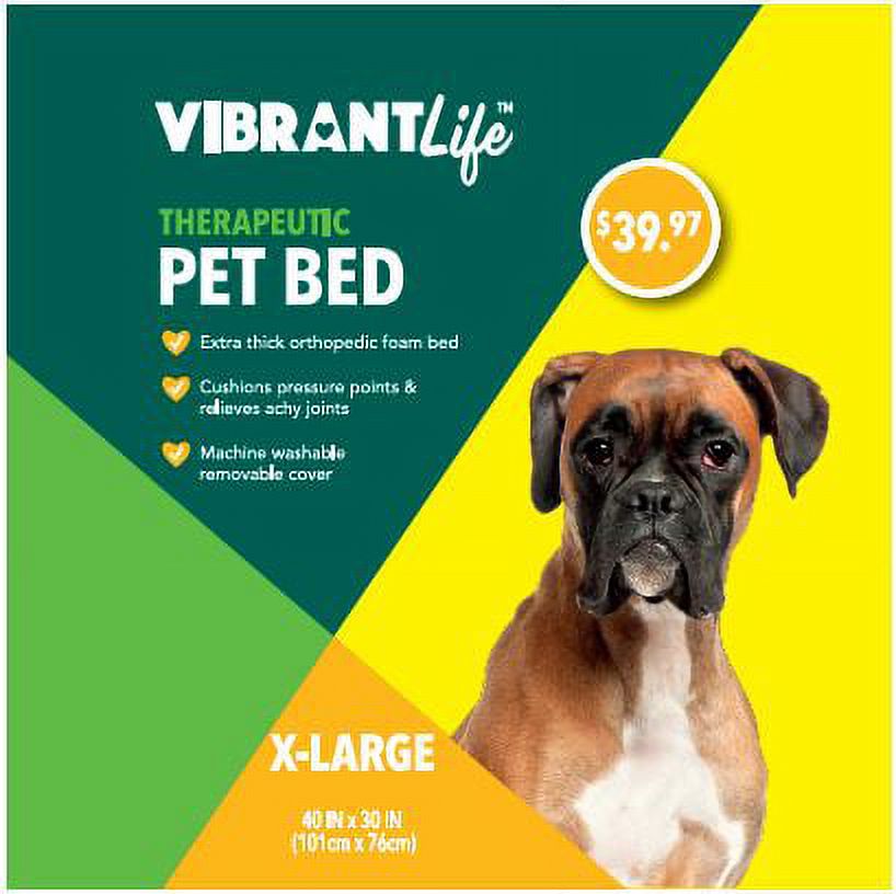 Vibrant Life Therapeutic Pet Bed, Tropical Geo, 1 Count