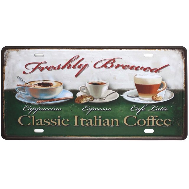SUMIK Classic Italian Coffee Cappuccino Espresso Cafe Latter, Metal Tin Sign, Vintage Art Poster Plaque Kitchen Cafe Home Wall Decor
