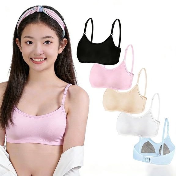 Cotton Training Bras for Big Girls Wireless Lightly Padded Ultra Soft Adjustable Straps Smooth Comfort Breathable Stretchy Youth Bras 10-16 Years