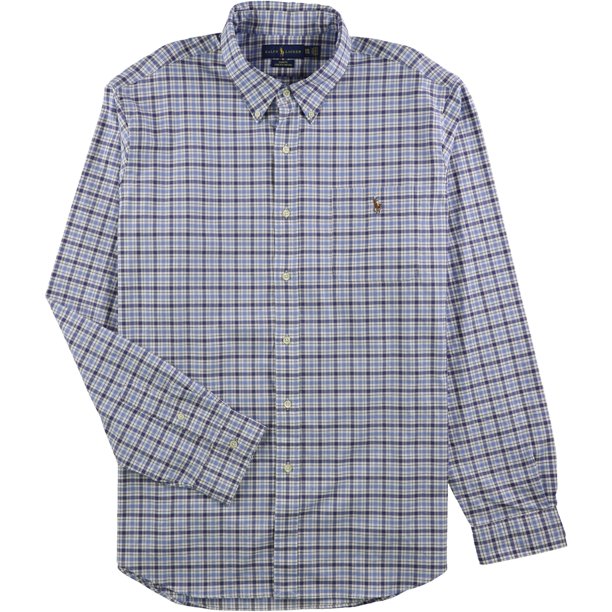 Ralph Lauren Camisa con botones Oxford para hombre, azul, XXL Ralph Lauren Botones al frente