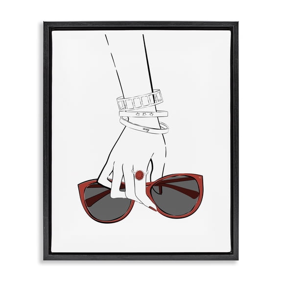 Stupell Industries Contemporary Black Floating Frame Canvas Art, 17 x 21, by Martina Pavlova