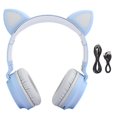 thumbnail image 1 of Cat Ear Bluetooth 5.0 Headphones LED Noise Cancelling Young People Kids Cute Headset Support Memory CardGray Blue, 1 of 4