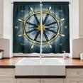 thumbnail image 2 of Ambesonne Compass Kitchen Curtains, Yellow Navigation, 55"x39", Yellow Navy Blue, 2 of 3