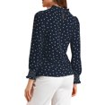 thumbnail image 3 of Allegra K Women's Ruffled Mock Neck Smocked Long Sleeve Printed Blouse, 3 of 6