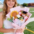 thumbnail image 5 of Graduation Gifts, Handmade Knitted Flower Bouquet Sunflower with Plush Bear Class of 2026 Graduation Gifts for Her Him Grad Celebration Ceremony Gifts (Pink), 5 of 6