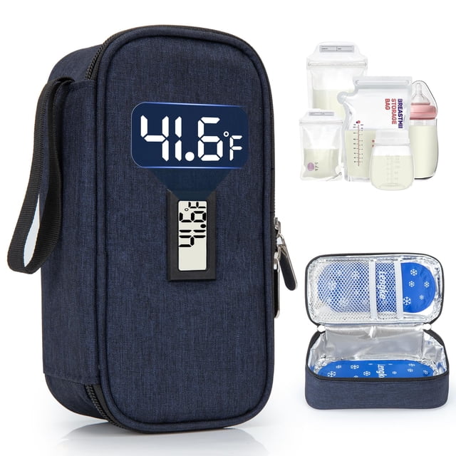 Bolsa Térmica para Leche Materna WIBOND con Pantalla en Tiempo Real Azul Marino