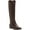 Dark Brown, variant on INC Womens Black Fawne Round Toe Stacked Heel Zip-Up Leather Riding Boot 5.5