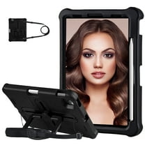KYJX Kids Case for iPad Pro 11 inch Case M5 2025/ M4 2024 with Shoulder Strap, Shockproof Handle Kickstand, Black